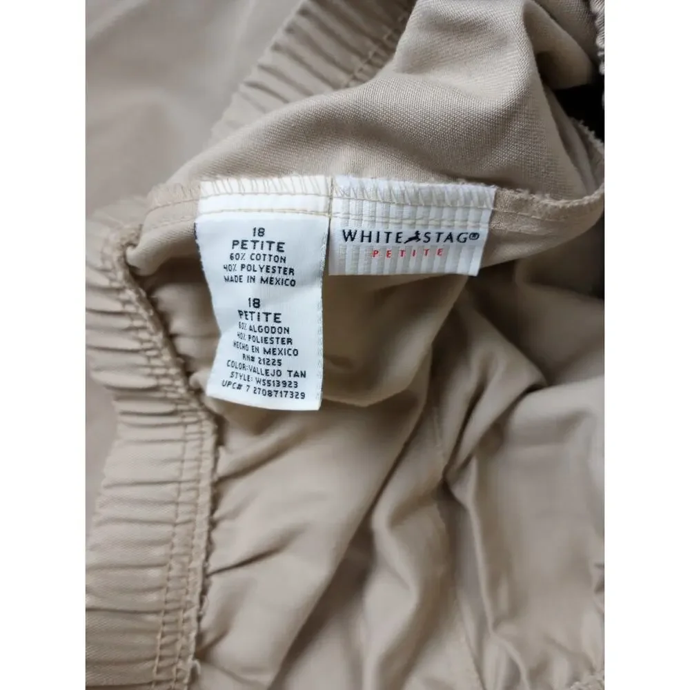 Vintage White Stag Women Pants Petite 18 Pull Up Tan